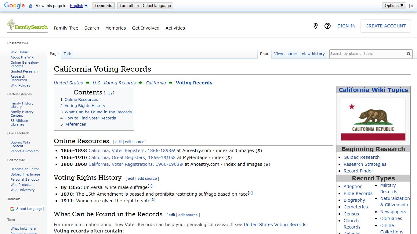 California Voting Records • FamilySearch